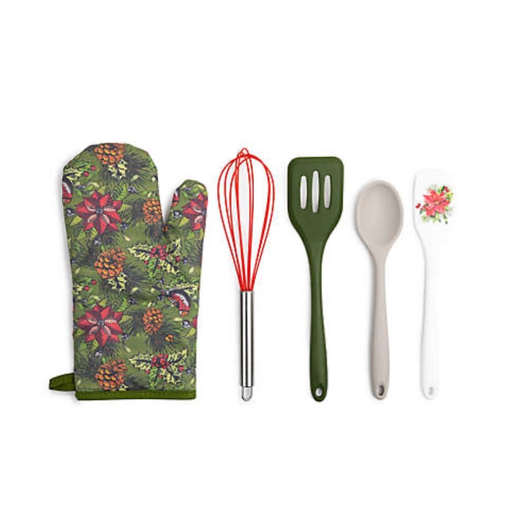 5-Piece Holiday Baking Set, Green Red NWT